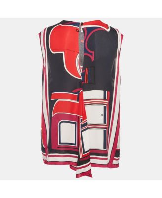 Women's Multicolor Printed Silk Sleeveless Top
