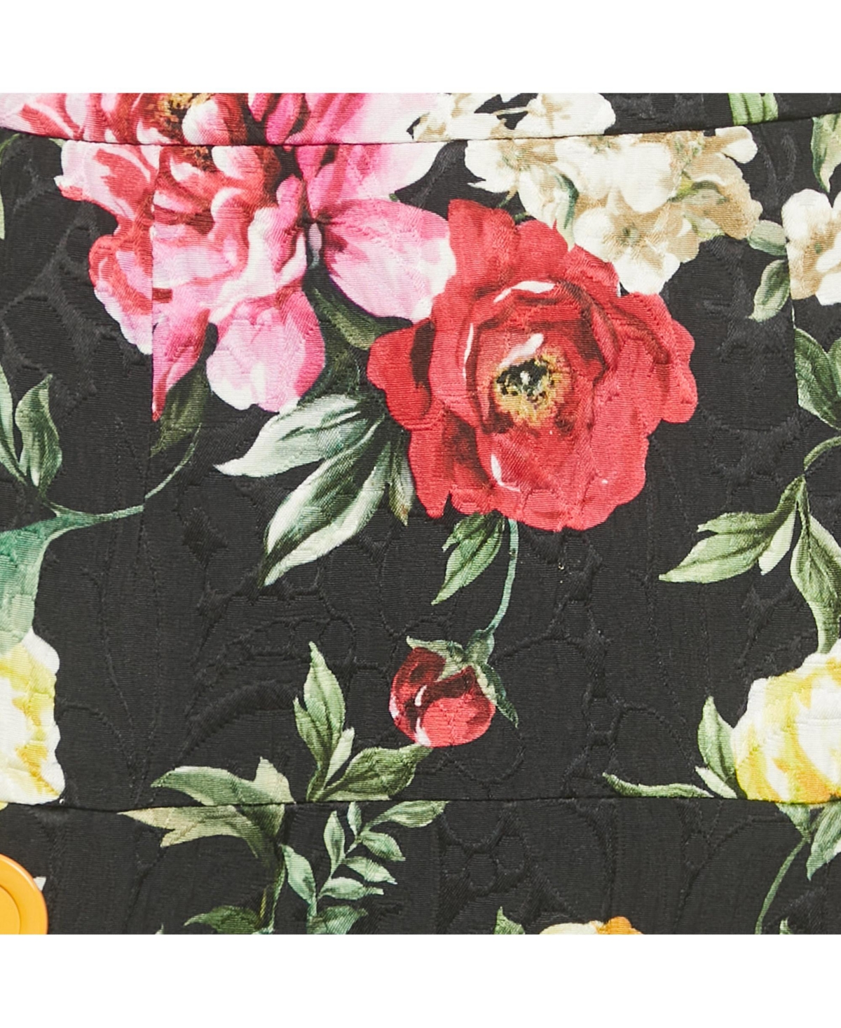 Pre-Owned Dolce & Gabbana Women's Black Floral Print Button Detail Jacquard Mini Skirt