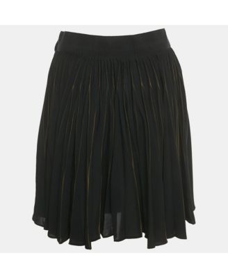 Women's Black Crepe Pleated Mini Skirt