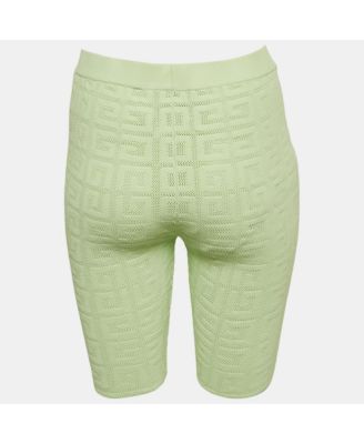 Women's Green Stretch Mesh Logo Biker Shorts