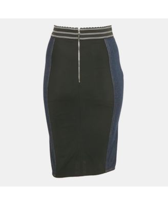 Women's Blue Denim /mesh Pencil Skirt