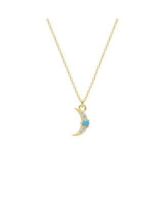 Crescent New Moon Blue Opal Sterling Silver Necklace