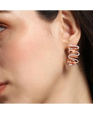 Women's The Enamel-Coil Hoop Earrings - Chalk White & Rose Gold