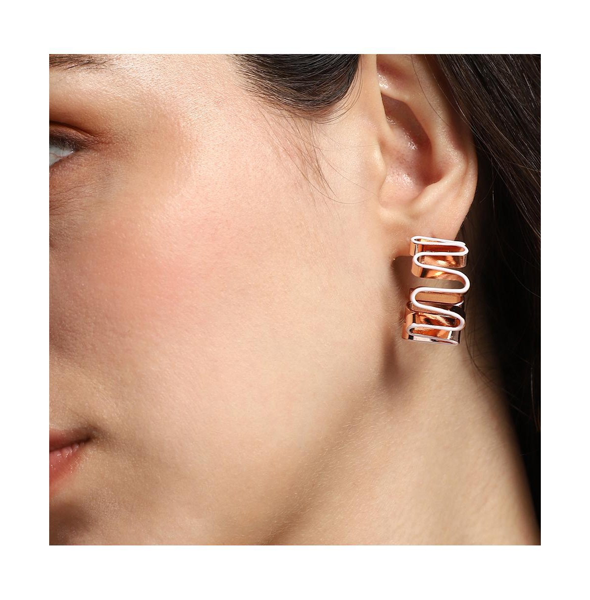 Women's The Enamel-Coil Hoop Earrings - Chalk White & Rose Gold