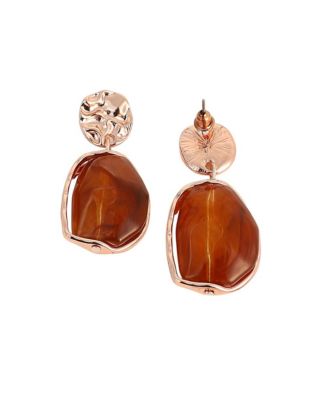 Women's The Hammered-Amber Drop Earrings - Rose Gold