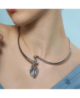 Women's The Ripple-Shell Collar Necklace - Chrome Silver