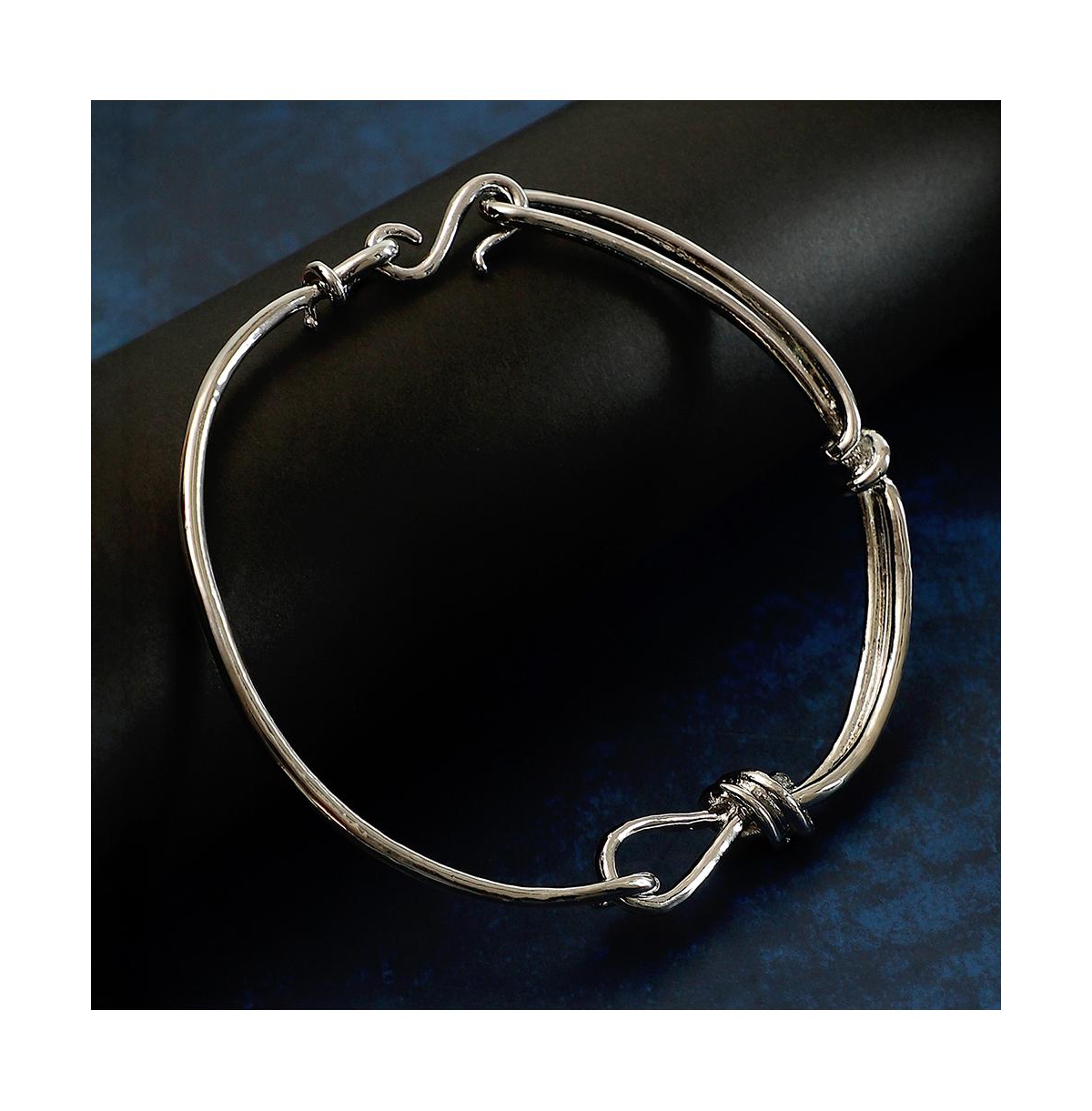 Women's The Knotted-Bar Collar Necklace - Chrome Silver