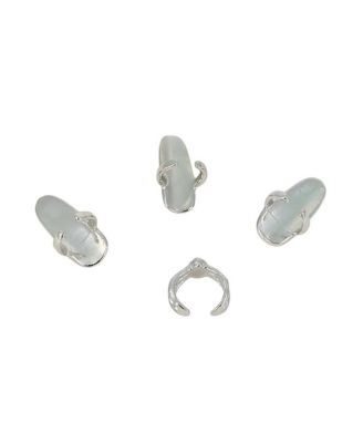 Women's The Enamel-Goliath Nail Rings - Metallic Silver (Set Of 4)