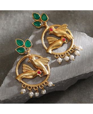 Women's The Halo-Bird Drop Earrings - Antique Gold