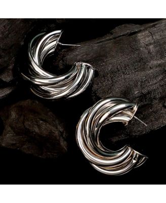 Women's The Chunky-Twist Half-Hoop Earrings - Metallic Silver