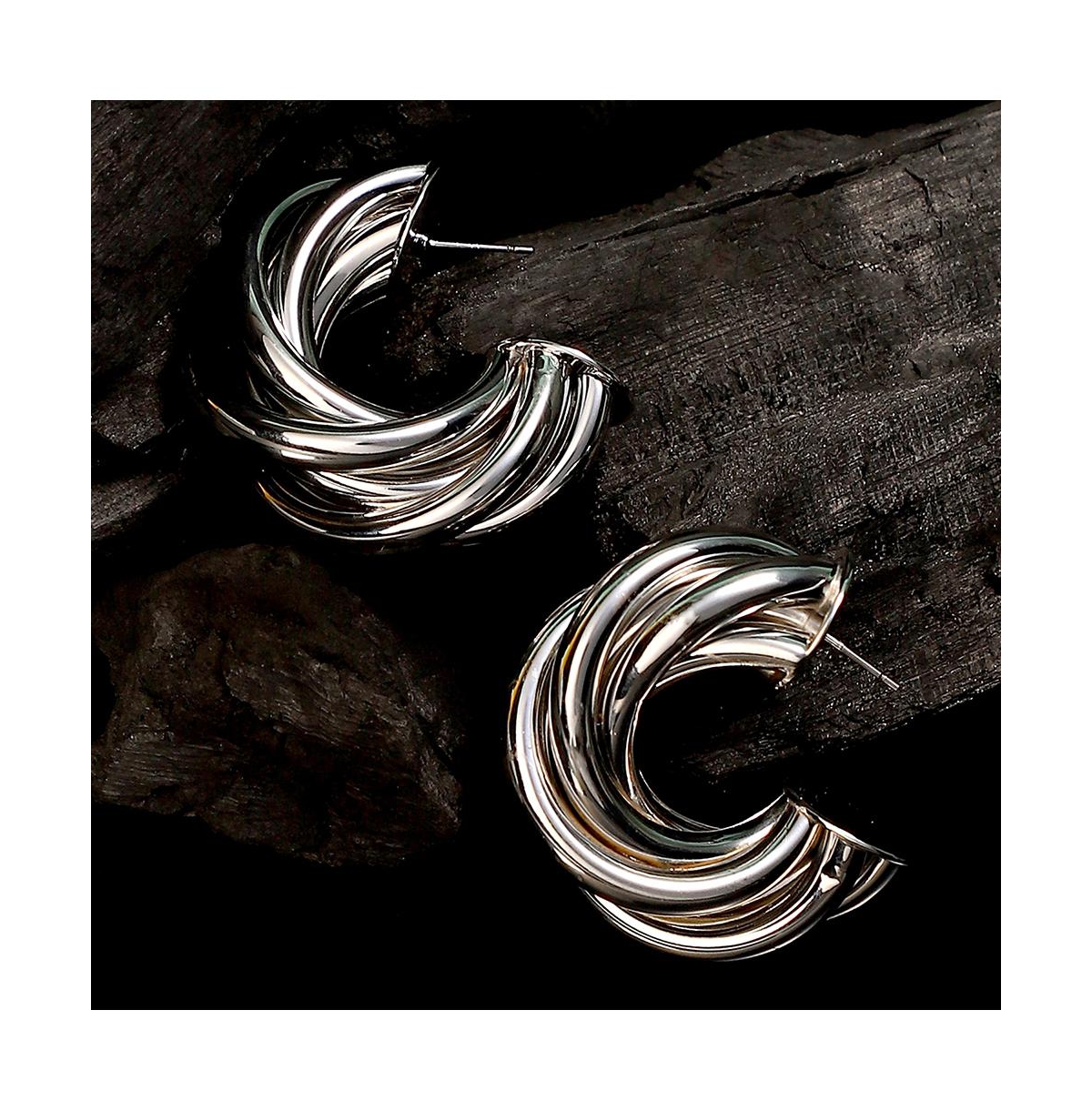 Women's The Chunky-Twist Half-Hoop Earrings - Metallic Silver