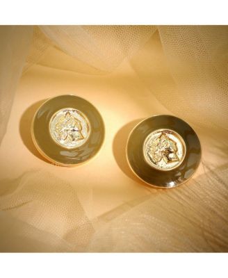 Women's The Enamel-Coin Stud Earrings - California Gold