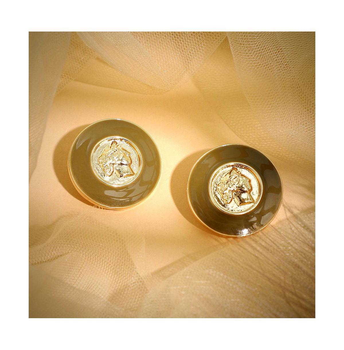 Women's The Enamel-Coin Stud Earrings - California Gold