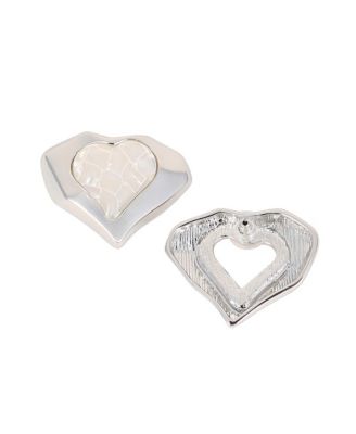 Women's The Coeur-Edge Stud Earrings - Metallic Silver
