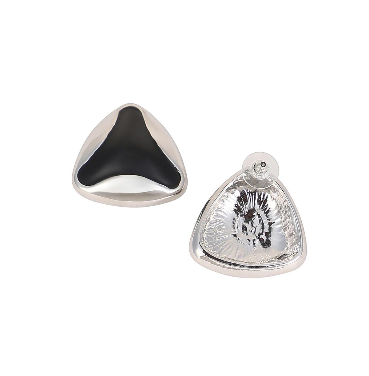 Women's The Enamel-Triad Stud Earrings - Metallic Silver
