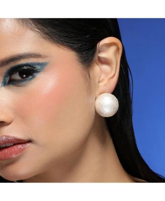 Women's The Celestrial-Orb Stud Earrings - Ivory White & California Gold