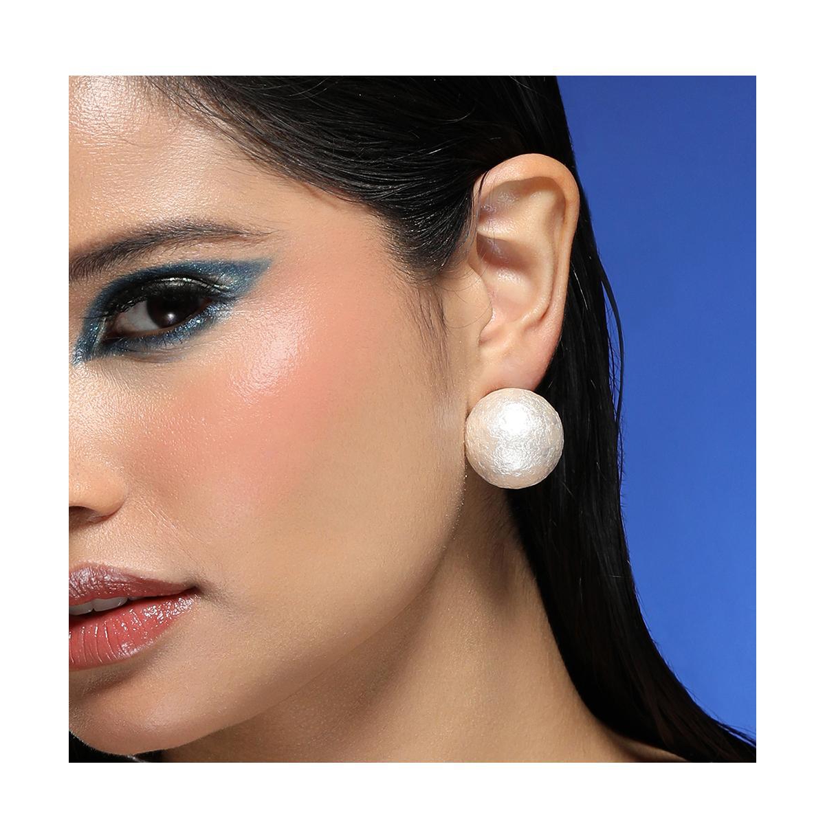 Women's The Celestrial-Orb Stud Earrings - Ivory White & California Gold