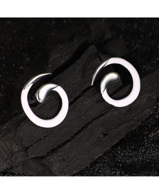 Women's The Enamel-Spirale Stud Earrings - Metallic Silver