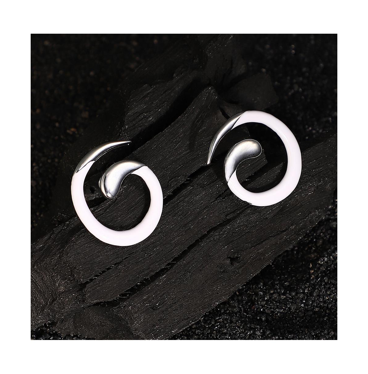Women's The Enamel-Spirale Stud Earrings - Metallic Silver