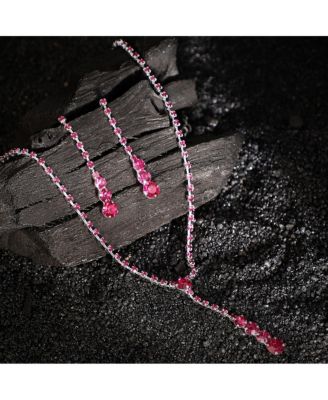 Women's The Dainty-Bling Jewellery Set - Ruby Pink