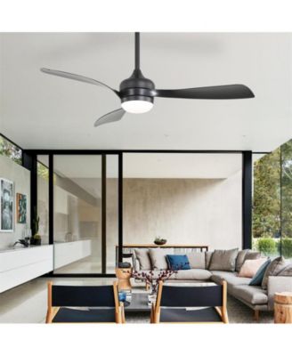 52-inch Modern Black Ceiling Fan with Led Light and Remote Control Dc Motor