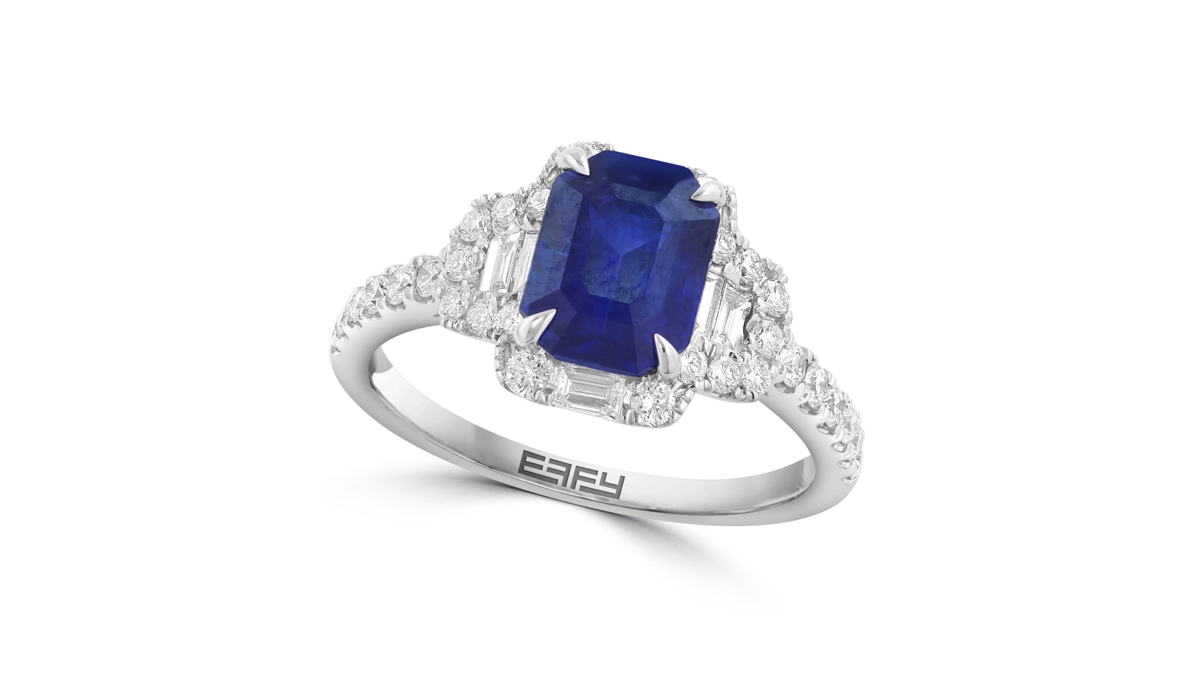 Effy Collection Diamond (5/8 ct. t.w.) & Sapphire (1-1/2 ct. t.w.) Ring in 14k White Gold