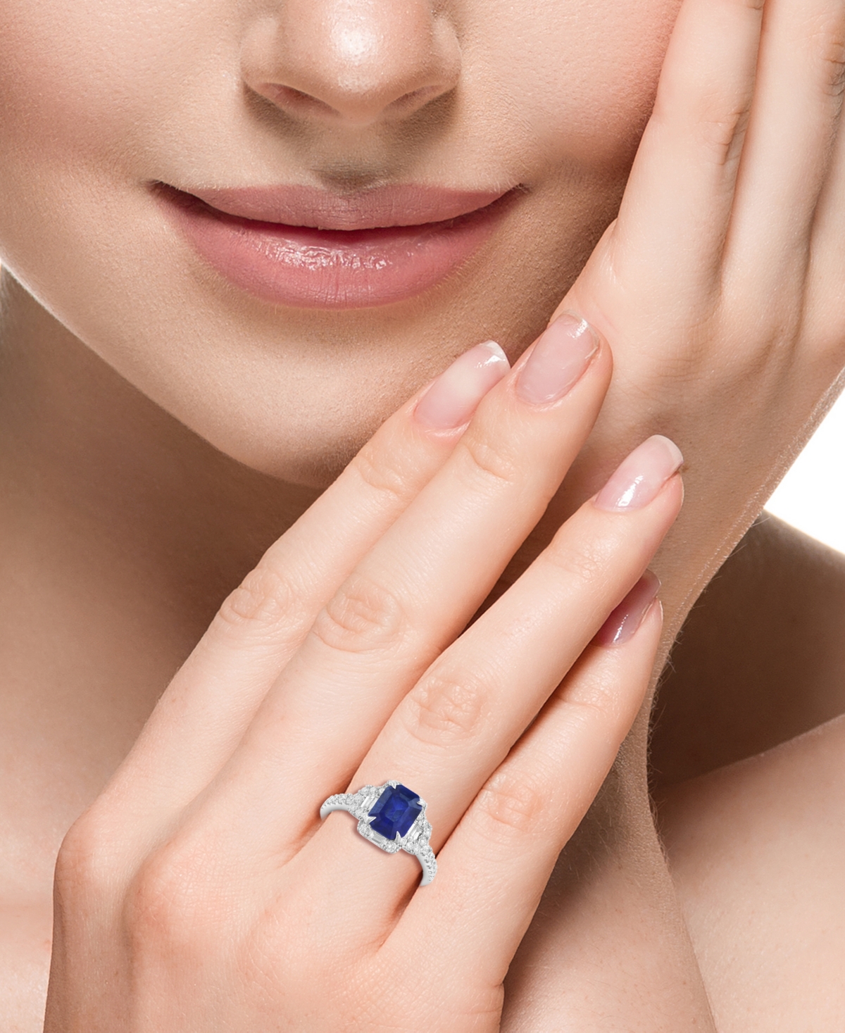 Effy Collection Diamond (5/8 ct. t.w.) & Sapphire (1-1/2 ct. t.w.) Ring in 14k White Gold
