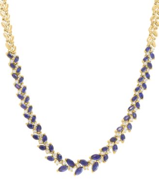Diamond (3/4 ct. t.w.) & Sapphire (7-1/3 ct. t.w.) Necklace in 14k Yellow Gold