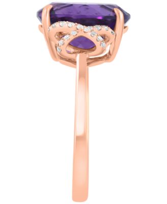 Diamond (1/8 ct. t.w.) & Amethyst (4-5/8 ct. t.w.) Ring in 14k Rose Gold