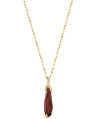 Diamond (1/10 ct. t.w.) & Garnet (3-3/8 ct. t.w.) Pendant Necklace in 14k Yellow Gold