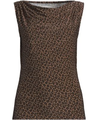 Women's Sleeveless Silky Knit Drape Front Top