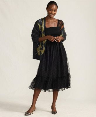 Women's Flocked Chiffon Midi Dress