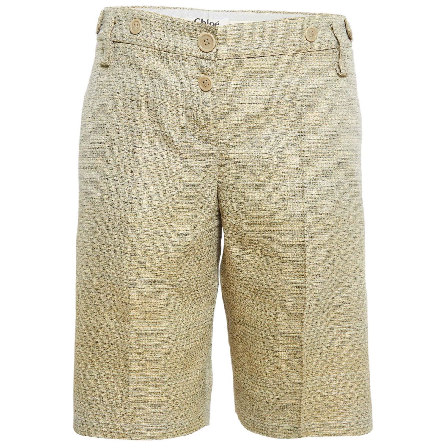 Women's Beige Patterned Regular Shorts