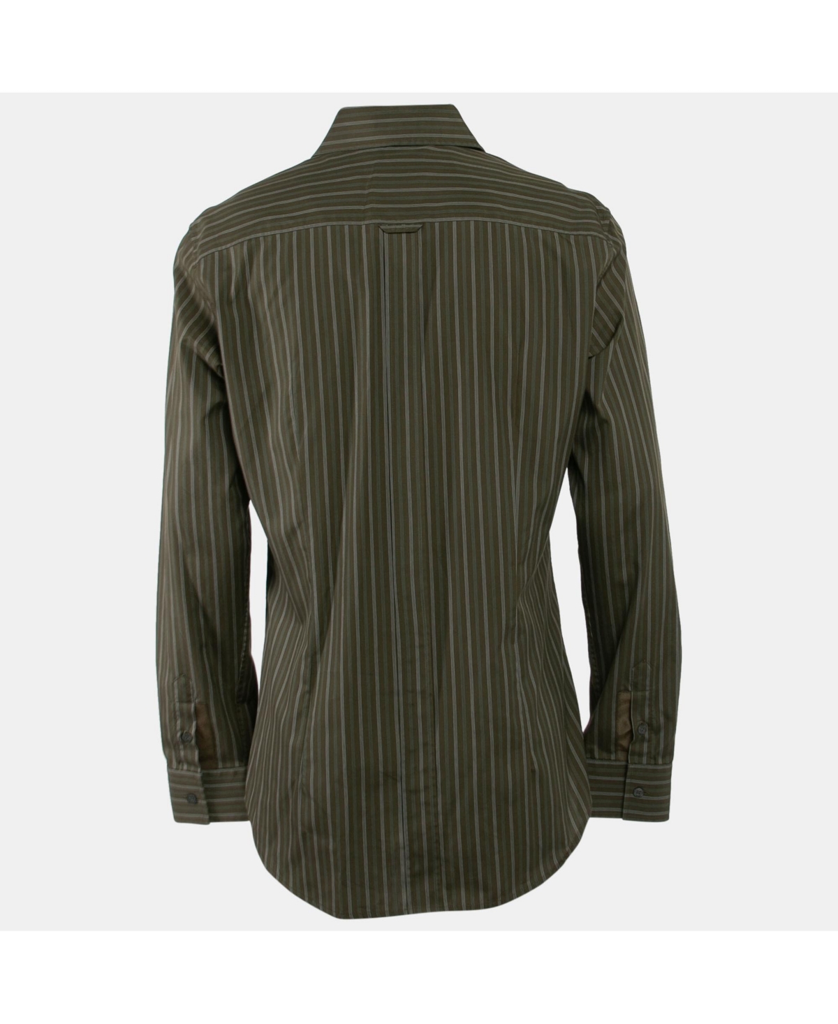 Pre-Owned Dolce & Gabbana Men's Pre-Owned D&g Khaki Green Striped Cotton Slim Fit Shirt