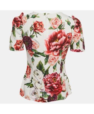 Women's Floral Print Crepe Ruffled Top