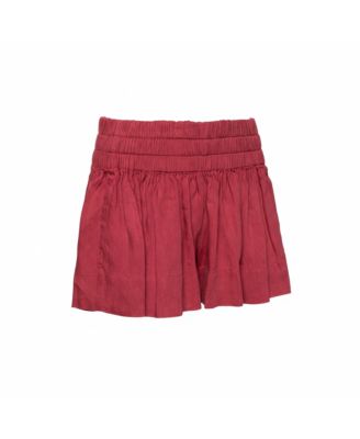 Women's Etoile Red Linen Blend Shorts