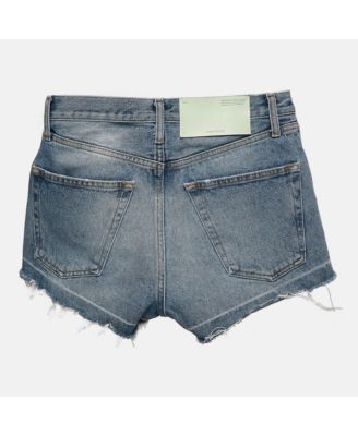 Women's Blue Denim Raw Edge Shorts