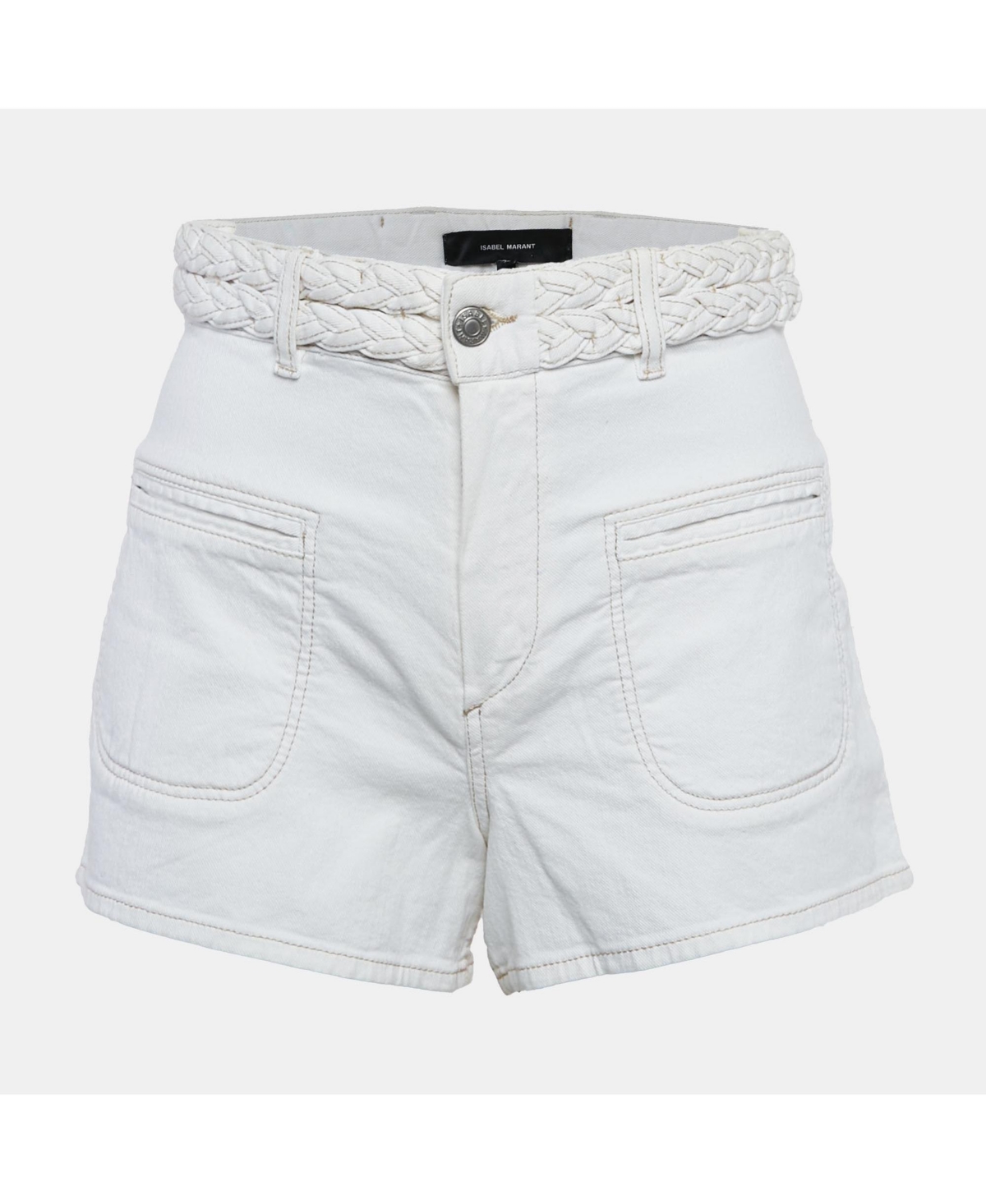 Pre-Owned Isabel Marant Women's White Denim Braided Shorts