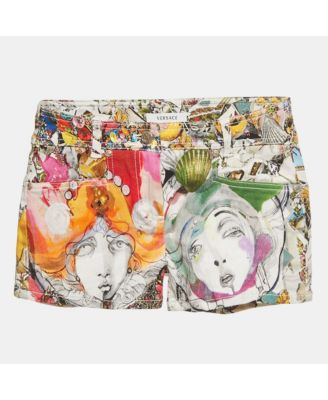 Women's Multicolor Printed Denim Shorts