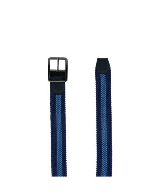 Big & Tall Arturo Black and Blue Striped Reversible Braided Casual Golf Belt