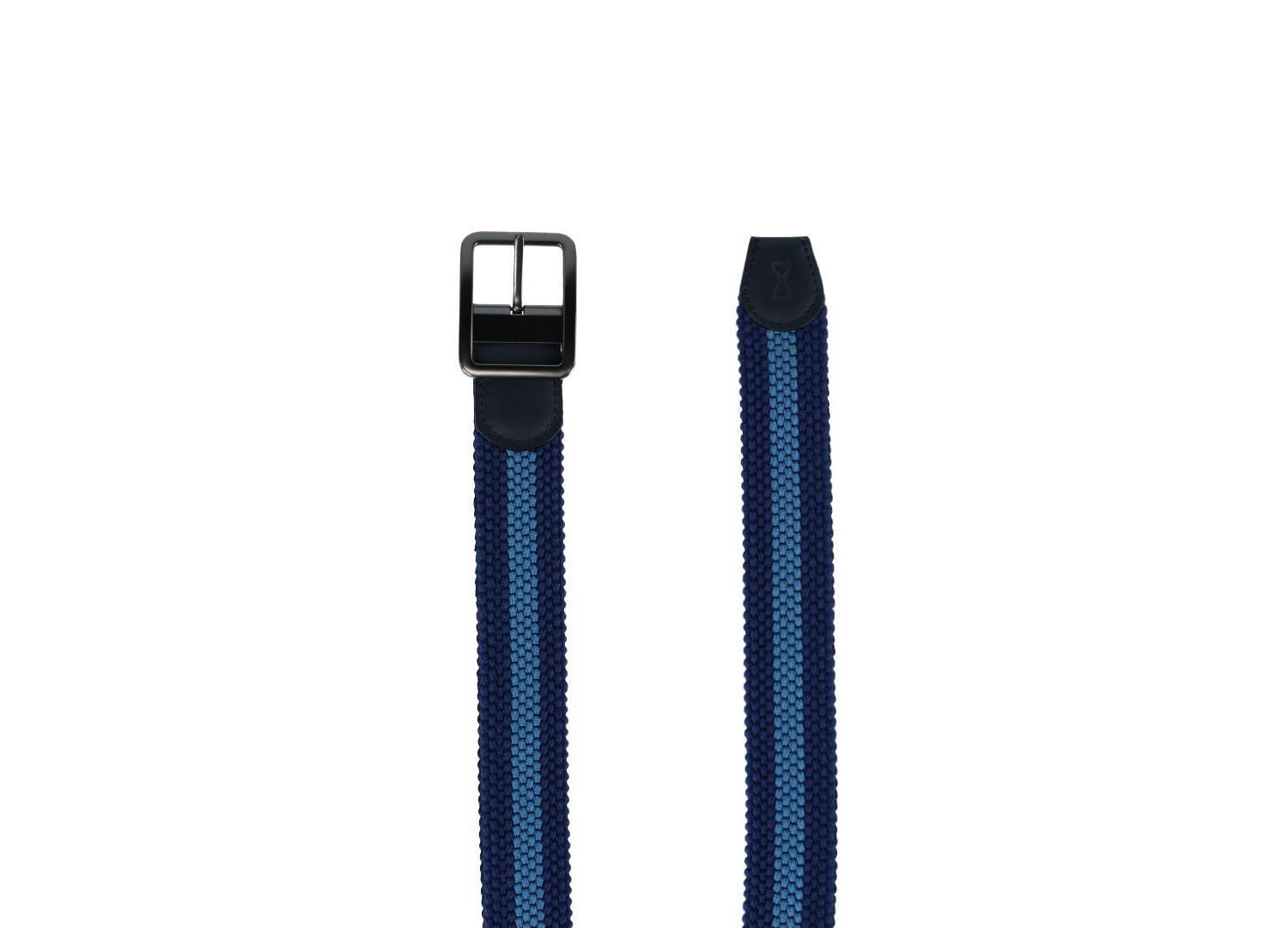 Big & Tall Arturo Black and Blue Striped Reversible Braided Belt