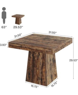 Square Dining Table for 4, 31.5-Inch Small Kitchen Table with Sturdy Pedestal Base, Farmhouse Dinner Table