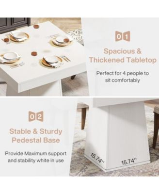 Square Dining Table for 4, 31.5-Inch Small Kitchen Table with Sturdy Pedestal Base, Farmhouse Dinner Table