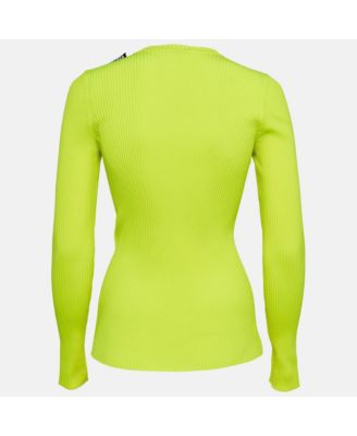 Women's Fluorescent Green Rib Knit Sweater