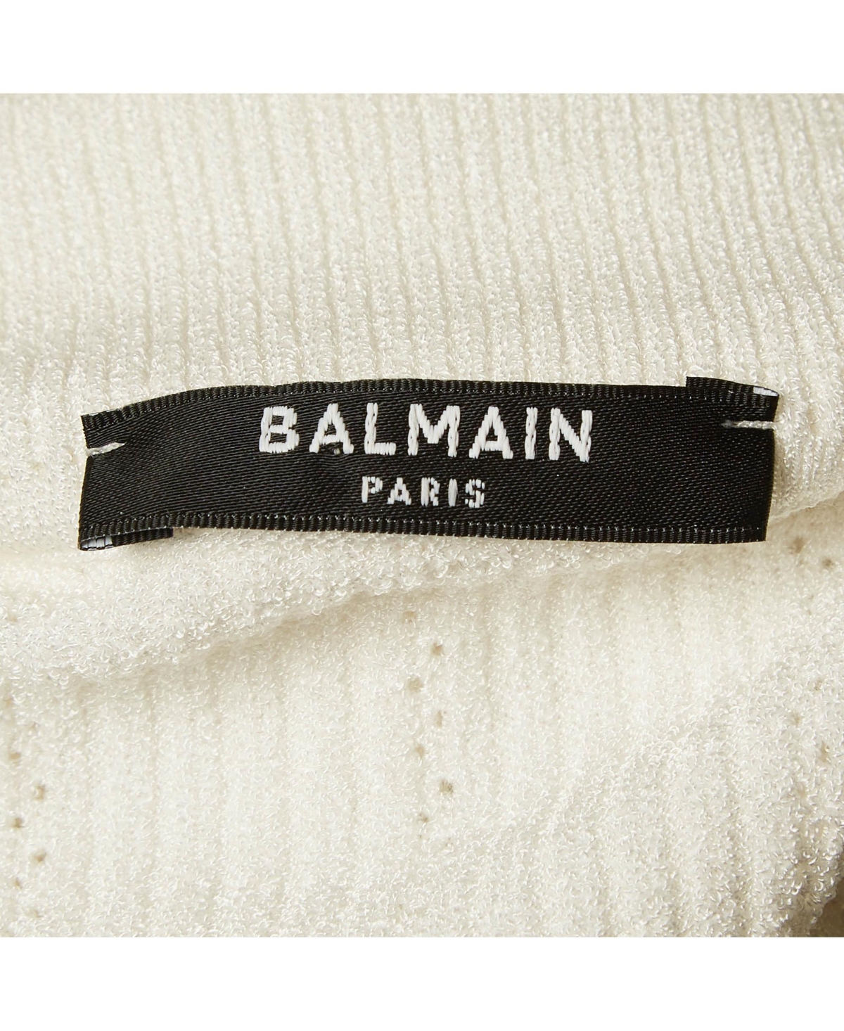 Pre-Owned Balmain Women's White Rib Knit Structured Shoulders Turtleneck Sweater