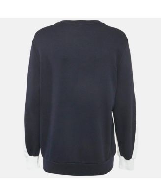 Women's Black Studded Logo Cotton Knit Oversized Sweatshirt