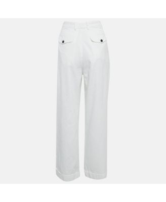 Women's White Cotton Drill Tapered Jeans