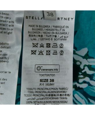 Women's Blue Floral Print Silk Blouse