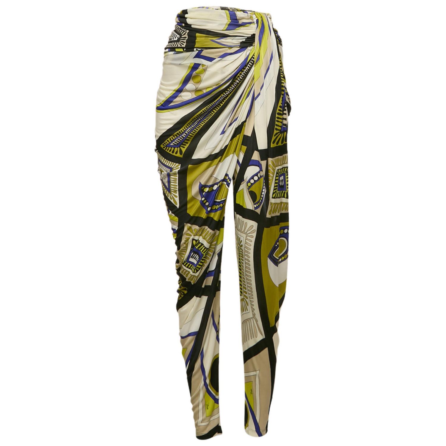 Women's Multicolor Printed Jersey Draped Trousers