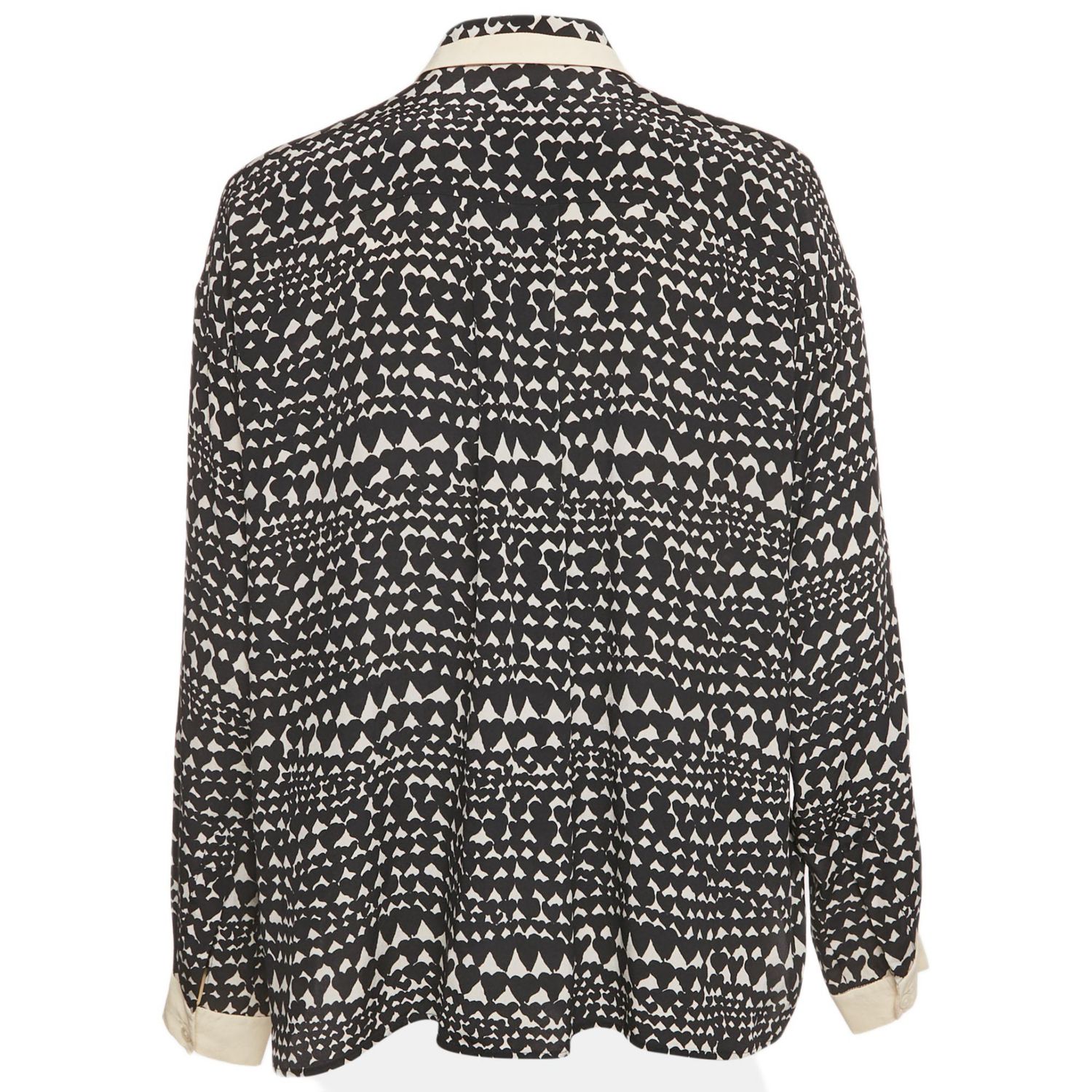 Women's Monochrome Heart Print Silk Full Sleeves Blouse